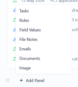 The Add Panel menu listing panel types