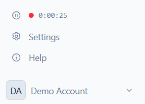 The running timer shown in the app sidebar footer
