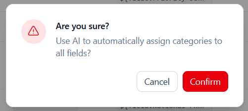Confirmation dialog for AI category assignment