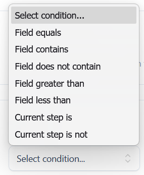 The condition-type picker